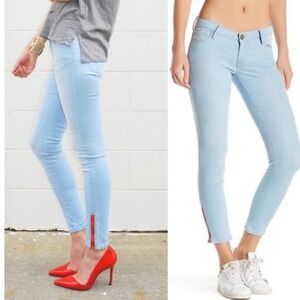 ETIENNE Marcel EM7010 SIGNATURE SKINNY W/ RED ZIPPER light wash Jean Size 27